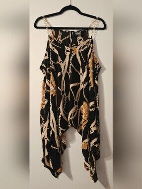 Soho Black and Gold Chain Print Top